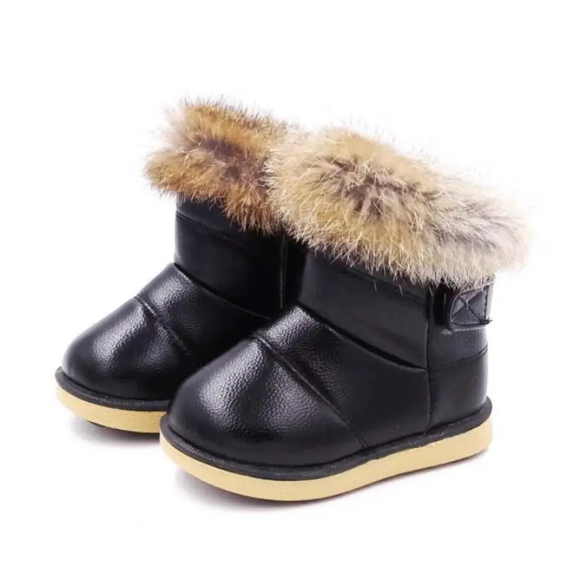 Baby Snow Boot Children Winter Shoes Fur Warm Girl Fashion Ankle Boot Kid Soft Leather Boots Baby Cotton Shoes Waterproof B160