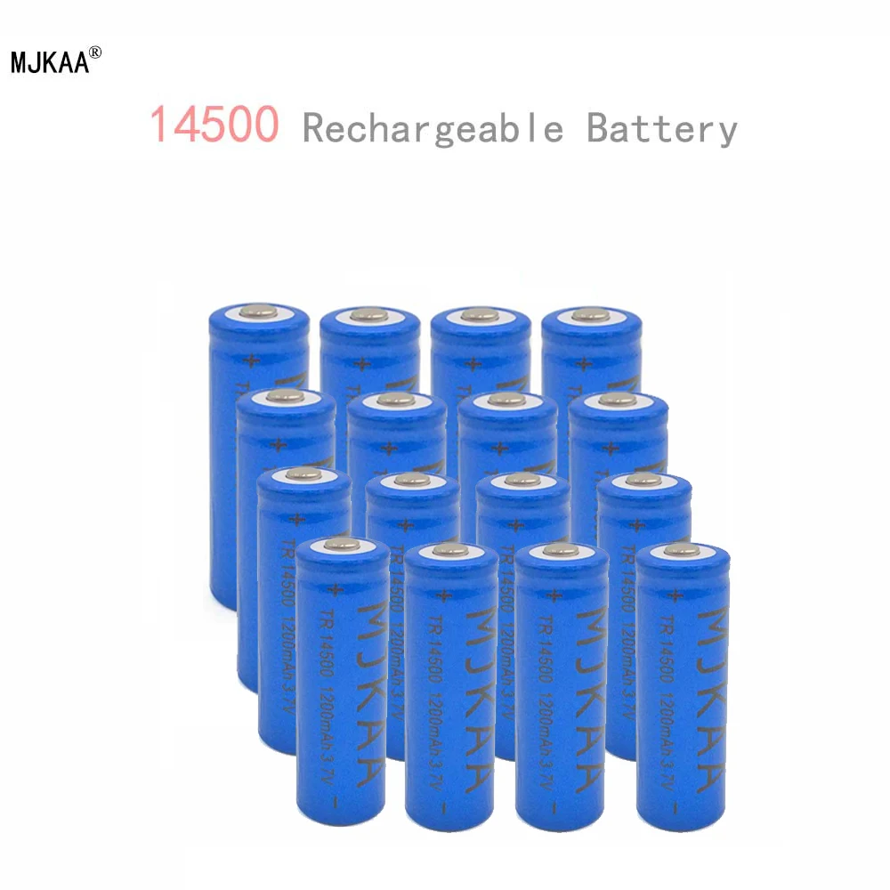 8 шт./MJKAA 14500 1200 мАч 3 7 в синий перезаряжаемый аккумулятор для фонарика литиевая