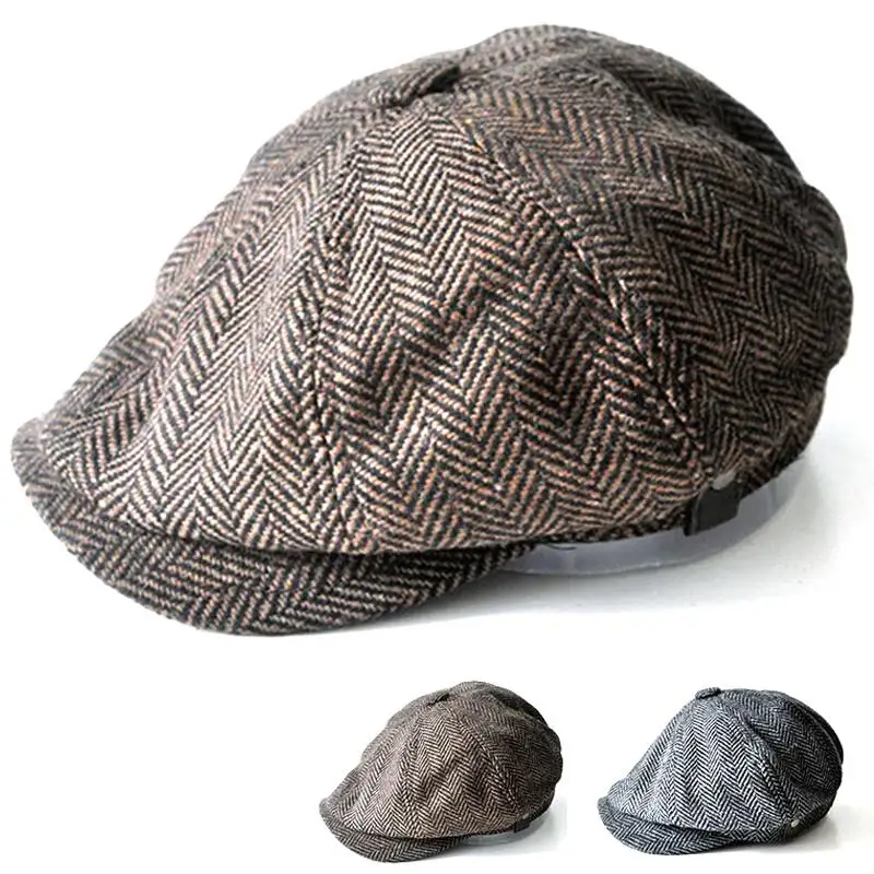 

2020 new Octagonal Cap Newsboy Beret Hat Autumn And Winter Hats For Men's Jason Statham Male Models berets