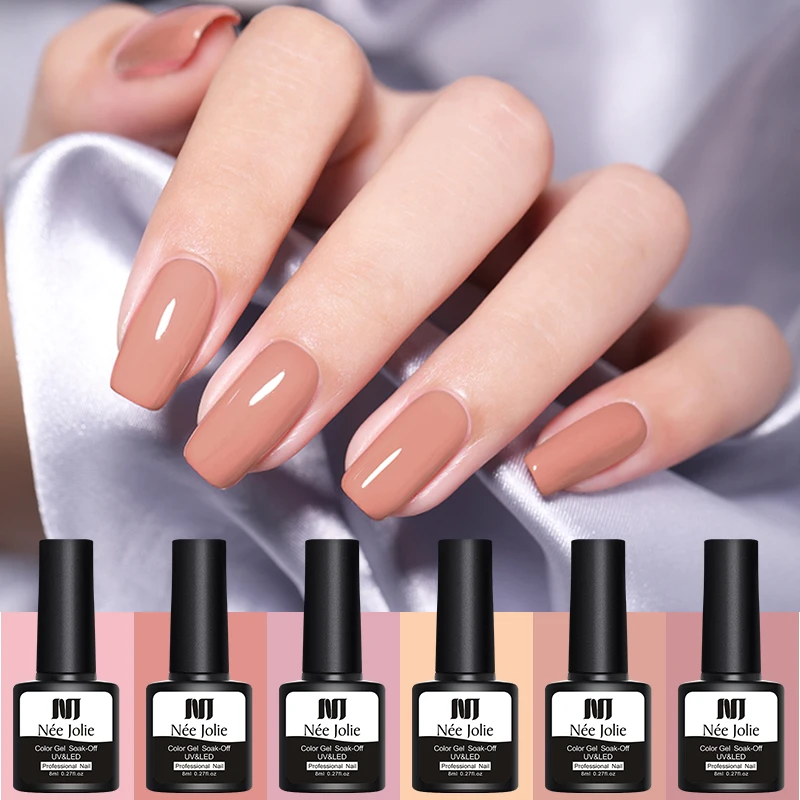 NEE JOLIE 8ML Nude Series Led UV Nail Gel Fast Dry Polish Soak Off Art Semi Permanent varnish | Красота и здоровье