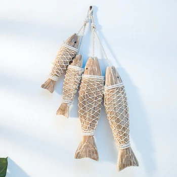 

Creative Retro Wood Fish Ornaments Rustic Hand Carved Home Hanging Decor Gift Home Decoration Accessories Kids Room Decoration