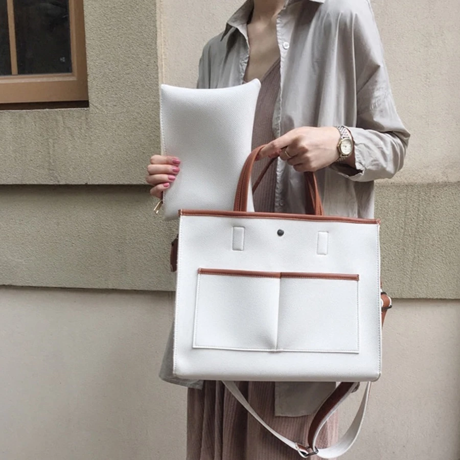 

Casual PU Leather Totes Bag Women Handbags Large Capacity Handbag Purses Ladies Shoulder Crossbody Bags Female Purse Chic V5-61