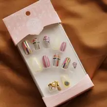 Поддельные ногти носить резинку Маникюр качество магнит фиолетовый Крест линии патч