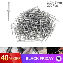 200 шт M3.2x17mm алюминиевый заклёпный пистолет ядро потянув клепки пробок оправки гвоздь с мушроном голова полированная хромированная поверхность
