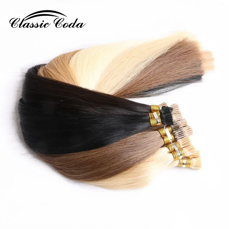 Classic Coda 1g/s 20&rdquo; Full Cuticle Remy Human Hair Extensions Pre Bonded Keratin I Tip Hair 50g/pack