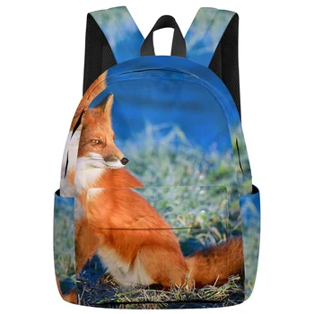 

Red Fox Animal Backpack College Students Laptop Backpack Book Bag Casual School Bag