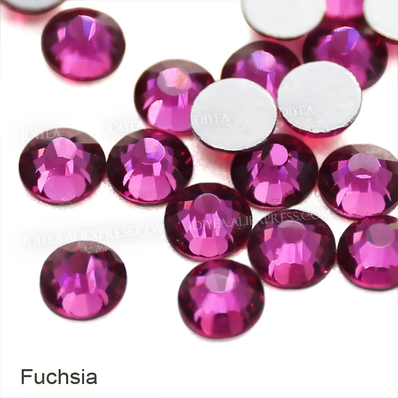 Rose Fuchsia Pink Champagne ss3-ss30 nail rhinestones flat back Non Hot Fix crystal strass diamond glitter stone for DIY garment