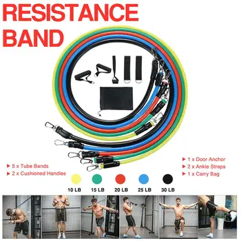 

Resistance Bands Set (11pcs) Resistance Training, Home Workouts,Yoga-Best Gift with Door Anchor, Handles,