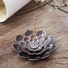 Цинковый сплав горелка для благовоний в виде лотоса подставка для ароматических палочек пластина буддизм катушка лотоса Курильница для буддийских храмов Йога комната Домашний декор