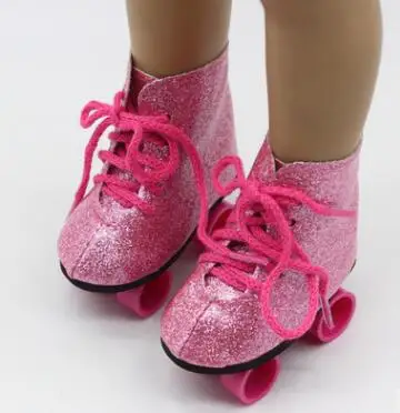 18 inch doll shoes Glitter Doll Roller Skates For 18 Inch Our Generation Girl Doll accessories - Цвет: 1