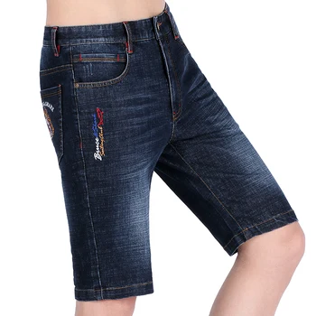 

2020 Summer New Short Men Jeans Business Denim Casual Fashion Embroidery Stretch Soften Cotton Short Jeans Straight Size 29-42