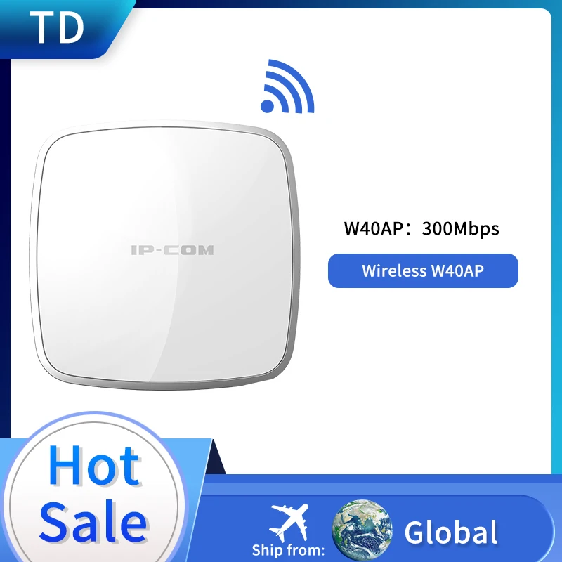 

IP-COM W40AP Indoor Ceiling Wireless Wifi AP 11n 300Mbps Access Point PoE Wifi Repeater Whole Coverage High Gain Antenna