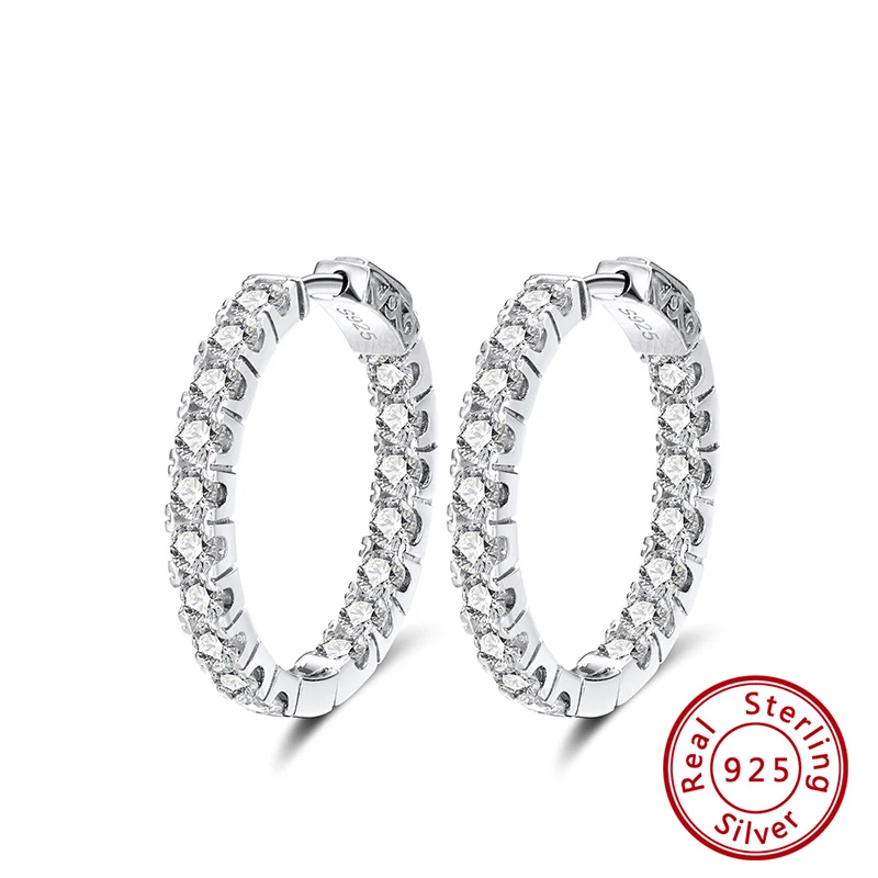 SE220 ORSA JEWELS Аутентичные 925 пробы серебряные серьги-кольца для женщин AAA кубический циркон круглые серьги модные ювелирные изделия подарок SE81 - Цвет камня: SE220