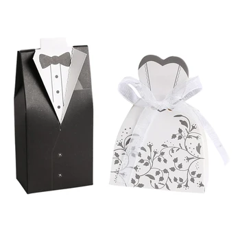 

50 pairs dragee Box black groom + white bride for Wedding-Dropship
