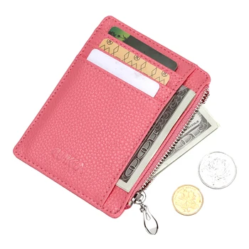 

CUIKCA New Coin Purse PU Leather Slim Women Wallet Zipper Coin Purse Credit Card Holders