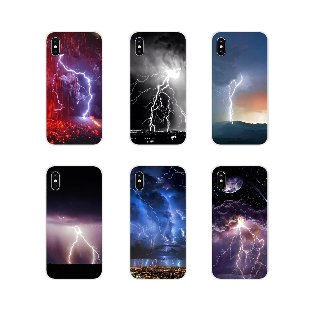 Transparent Clear TPU Case For Sony Xperia Z Z1 Z2 Z3 Z5 compact M2 M4 M5 C4 E3 T3 XA Huawei Mate 7 8 Y3II Thunder Storm Pattern | Мобильные