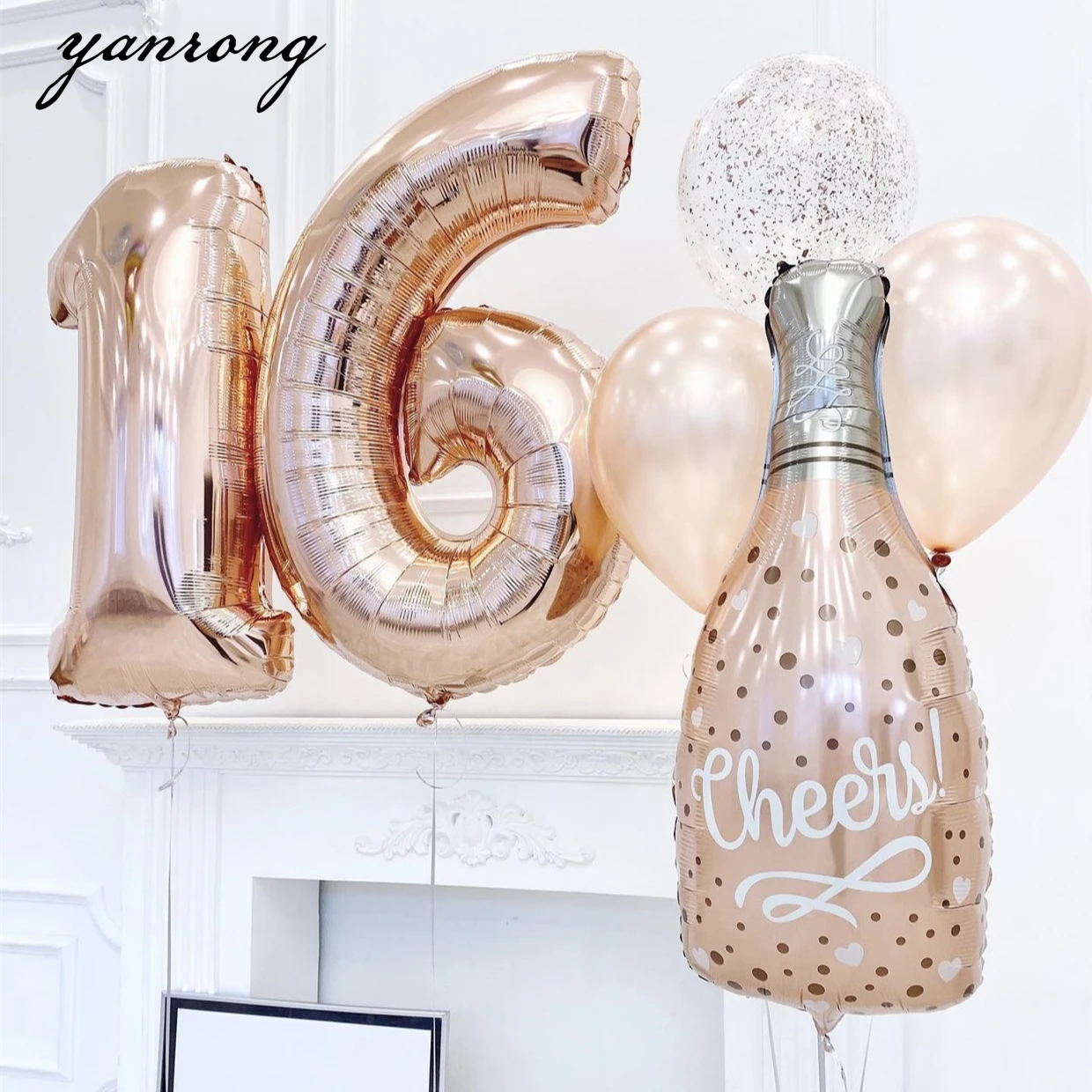 

Metallic 37inch Champagne Balloons Cheers Happy Birthday RoseGold Latex Party Decorations Beer Babyshower aluminum foil Big