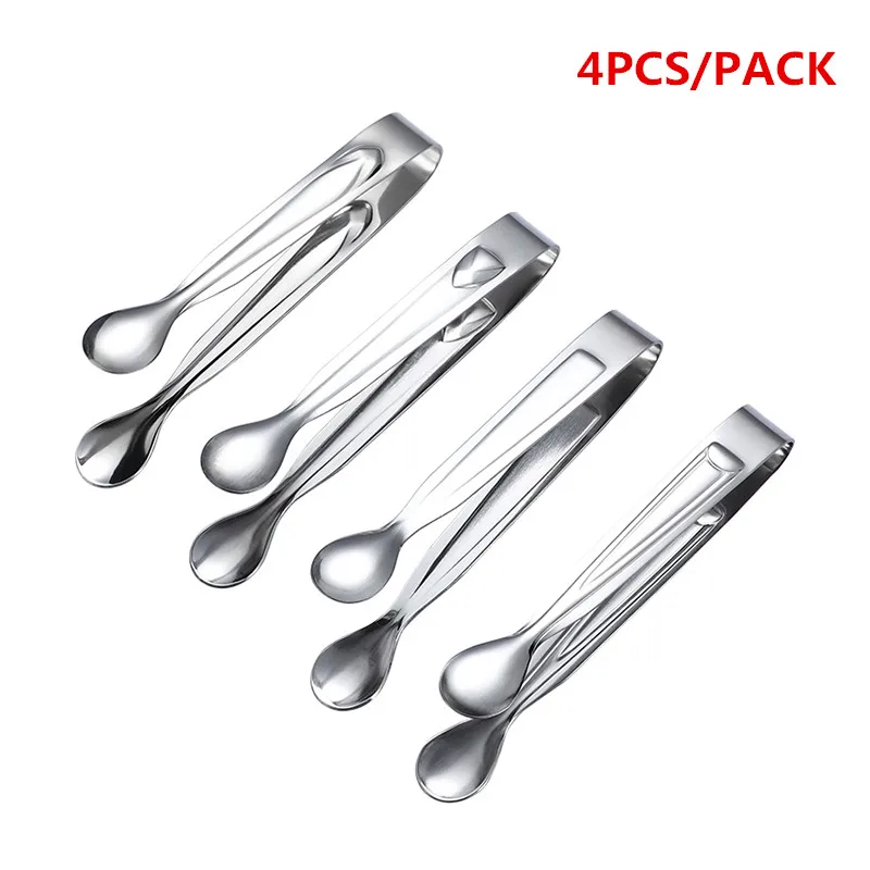 4pc Coffee Sugar Clip Stainless Steel Tweezer Mini Clamp Tong Clips Coffee Tea Clips Hot Kitchen Bar Tool Barbecue Food Clip - Цвет: 4Pcs