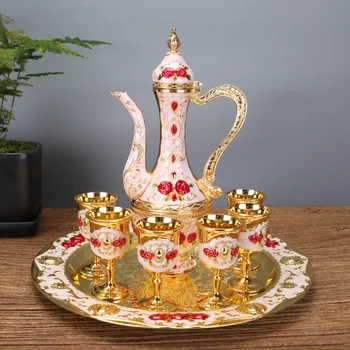 

European Style Liquor Set Creative Household Wine Set Tass Metal Flagon Liquor Divider Living Room Decoration Gift