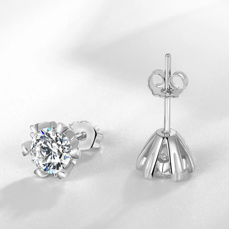 ético Incompetencia expedido Pendientes de plata 925 para mujer y novia, aretes de circonia de corte  redondo de 0,8 CT, copo de nieve, hechos en China, chapado en oro blanco de  18K, regalo|Aretes| - AliExpress