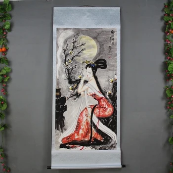 

Exquisite scroll decoration hanging painting (mink cicada worships the moon)
