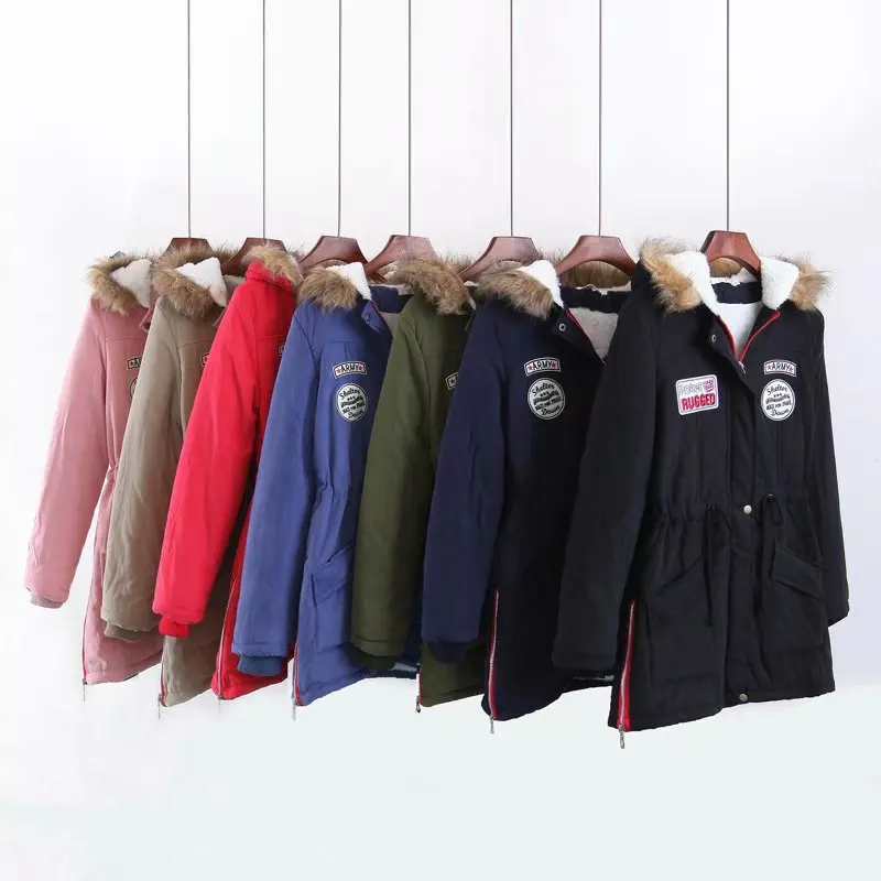 Autumn And Winter New Style Korean-style Hooded Cotton Coat Women Jacket Trench Coat Women's Brushed And Thick Lambs Wool C