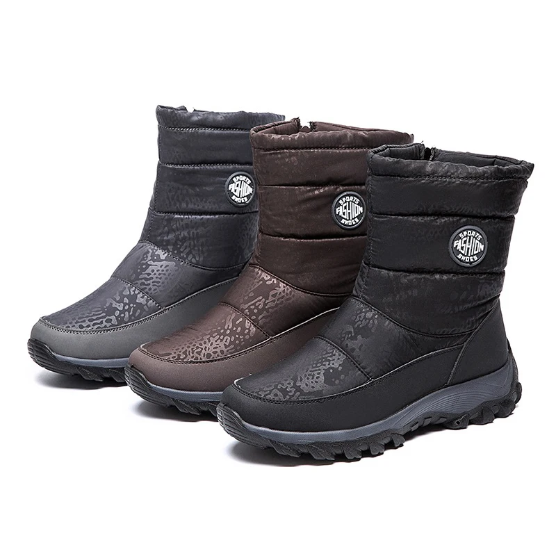 

Winter Shoes Boots Women Waterproof Ladies Snow Boots Platform Keep Warm Mid-Calf Boots With Thick Fur Heels Black Grey