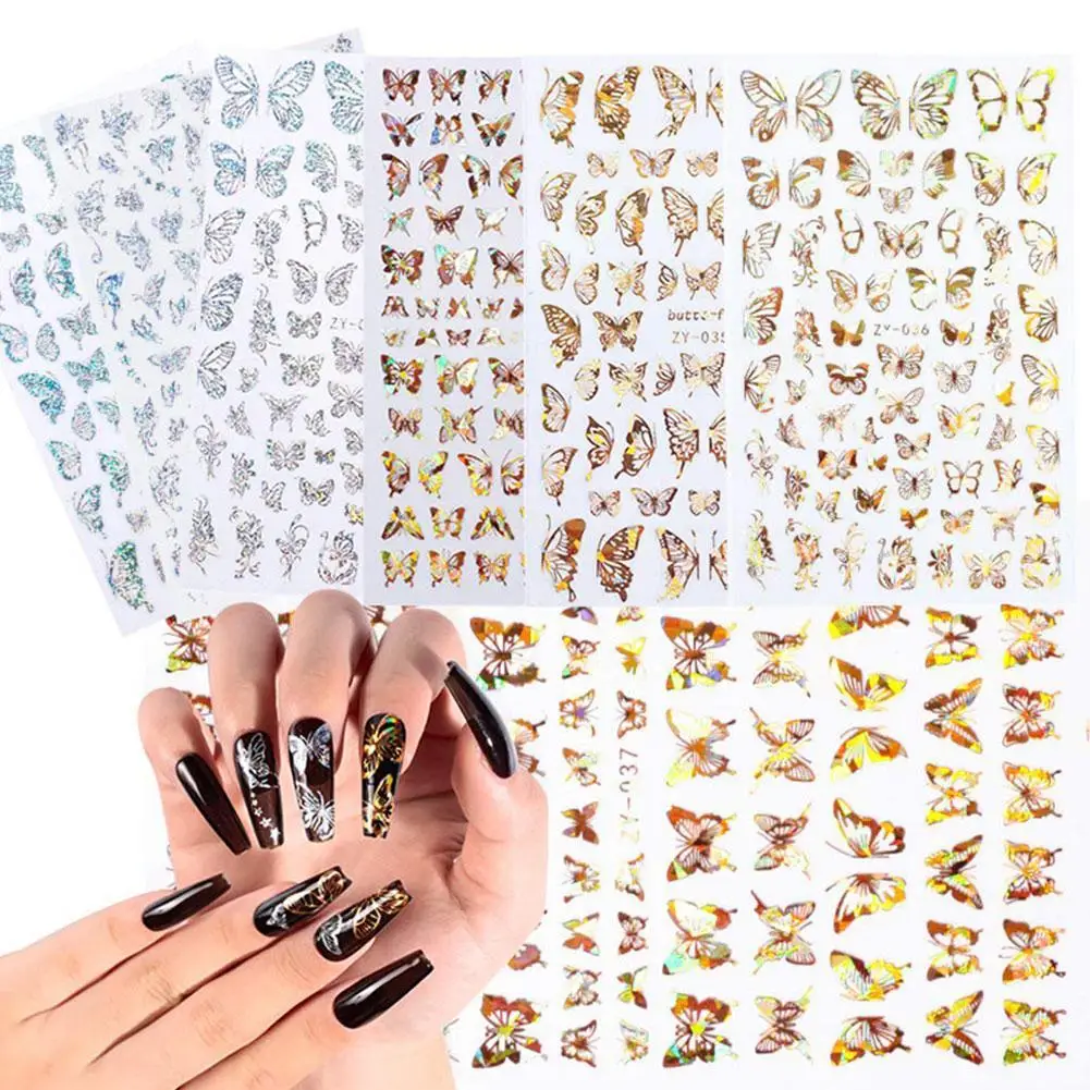 

8pcs/12pcs Mix Colorful Butterflies Slider Nail Art Sticker Butterfly Set Nail 3d Simulation Decorations Decals Stickers La N7Q0