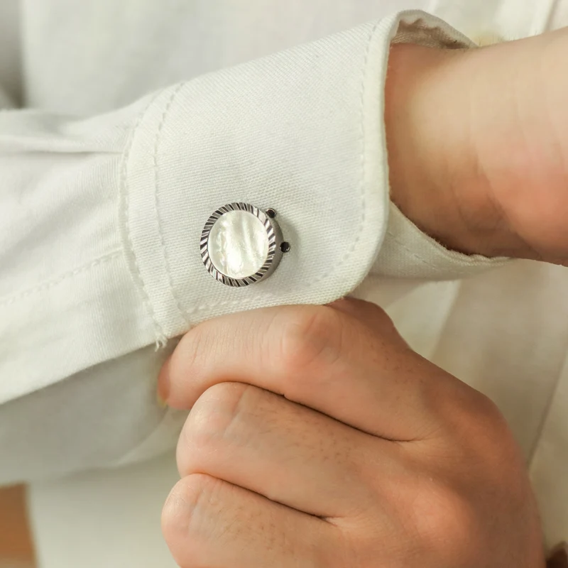 16mm Button Covers for Men Fashion Cufflinks with Mother of Pearl Button Covers HAWSON New Design Men's Accessories with Box