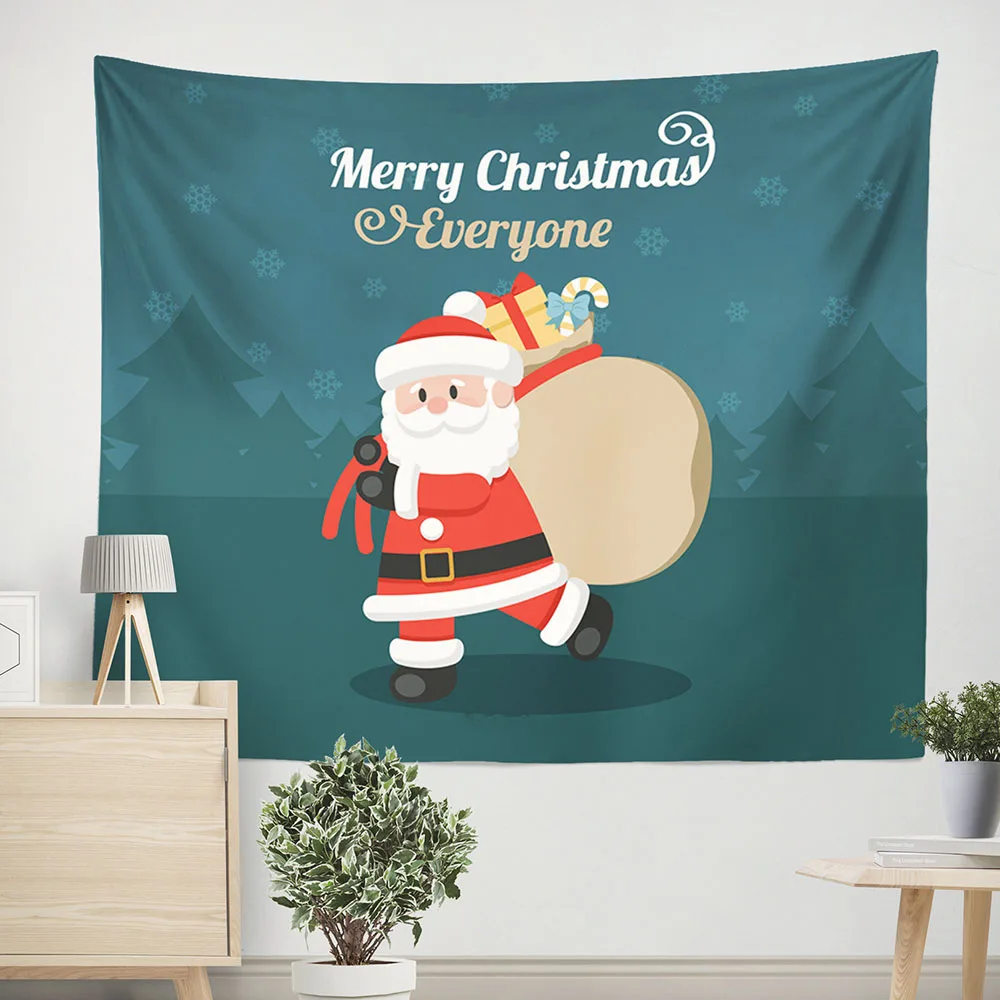 Merry Christmas гобелен дерево лось Санта Клаус колокольчик гобелен вечерние декоративная настенная вешалка украшение для дома занавеска аксессуары - Цвет: Флуоресцентный зеленый