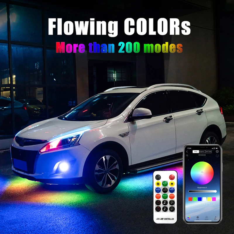 Tira de LED RGB para Exterior de coche, luz de neón con Control remoto por aplicación, debajo del tubo del sistema debajo del cuerpo - AliExpress Automóviles y motocicletas