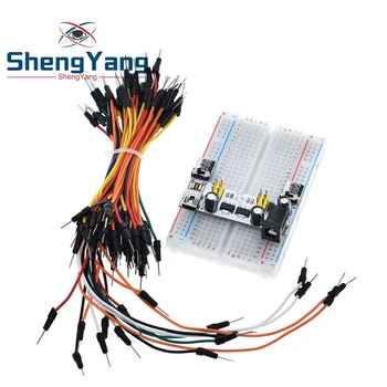 

3.3V/5V MB102 Breadboard power module+ 400 points Solderless Prototype Bread board kit +65 Flexible jumper wires