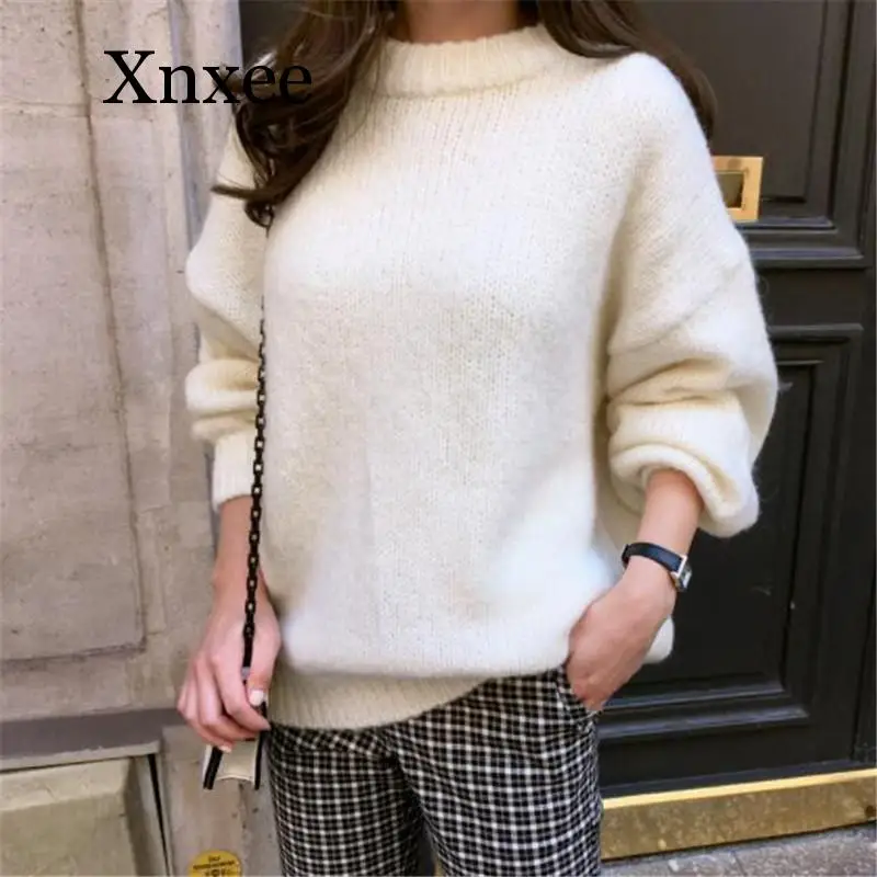 

Thickening Low temperature Sweater Women 2020 Autumn Winter Solid O Neck Pullover Sweaters Knitted Long Sleeve Jumpers Casual