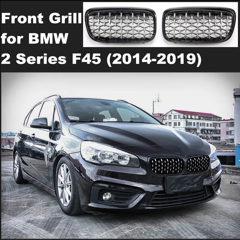 

Front Kidney Grille For BMW New 2 Series F45 218i 220i 235i 2014-2019 Diamond Grille Meteor Style Front Bumper Grill Car Styling