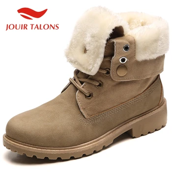 

JOUIR TALONS Winter Short Plush Keep Warm female shoes Non-slip Casual Flock Square Thick Heels Ankle women Boots