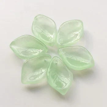 

20 Pieces/lot 12x18mm 24# Leaf-shaped With Hole Glass Beads Handmade DIY Hair Jewelry Accessories Sew On Beads