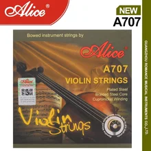 Conjunto de cordas de violino alice a707, string liso de aço chapeado, núcleo de aço braid, enrolamento al-mg e cupronickel, extra 1st string