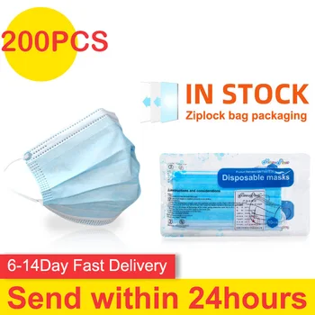 

200PCS Disposable Face Mask Anti Dust PM2.5 Non Woven 3 Layer Filter Mask Disposable Mask Earloops Masks Face Mouth Masks