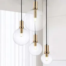 Скандинавские стеклянные шаровые подвесные светильники золотистого и черного цвета, держатель лампы, креативный подвесной светильник для гостиной, столовой, кухни