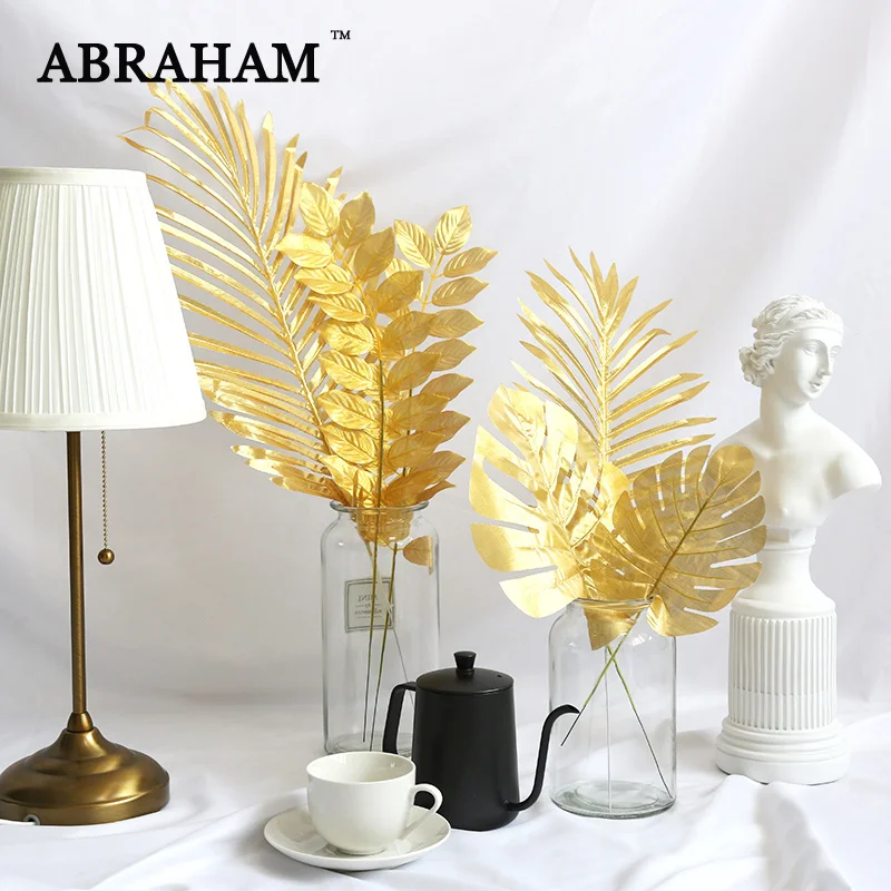 

Tropical Plants Large Palm Leaves Artificial Monstera Silk Fake Turtle leaf Autumn Decor Maple Branch For Home Party Decoration