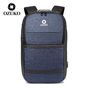 

OZUKO Brand Male Back Pack Waterproof Rucksack USB Charging Bags for Men Large Travel Backpacks Oxford School Bags for Teens