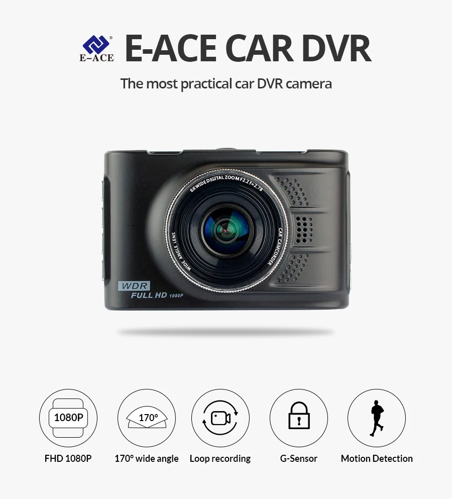 E-ACE 3,0 дюймов Мини видеорегистратор ночного видения gps трекер Автомобильная камера 1080p Автомобильный видеорегистратор регистратор автомобильная видеокамера видио рекордер