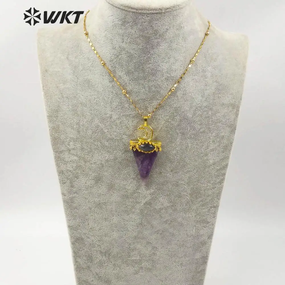 WT-N1187, Модный золотой ободок, подвеска треугольной формы, ожерелье для женщин, золотой камень, треугольная форма, бусы, цепочка, ожерелье