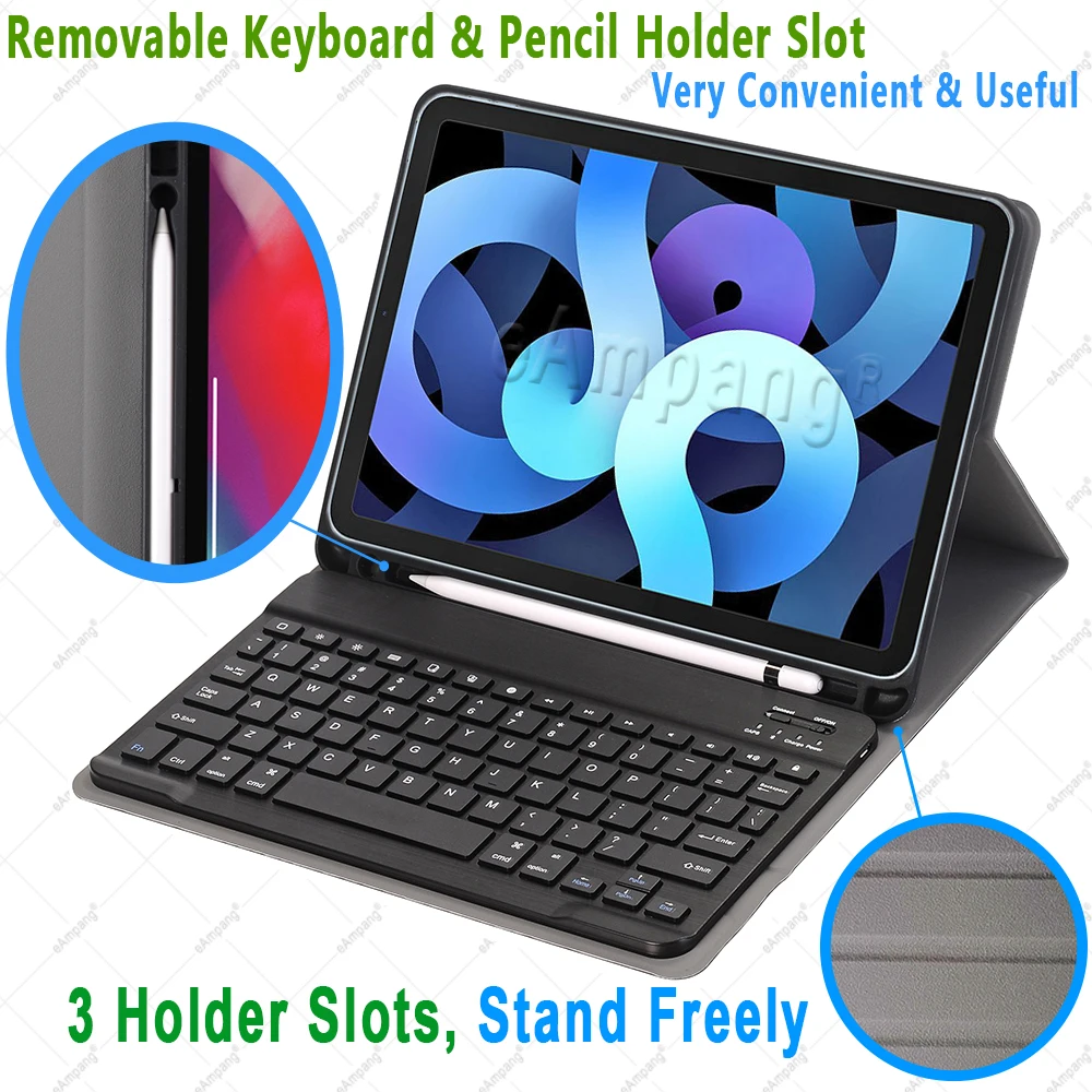 For iPad Air 4 10.9 2020 Keyboard Case with Pencil Holder for Apple iPad Air 4th Generation Russian Spanish English Keyboard