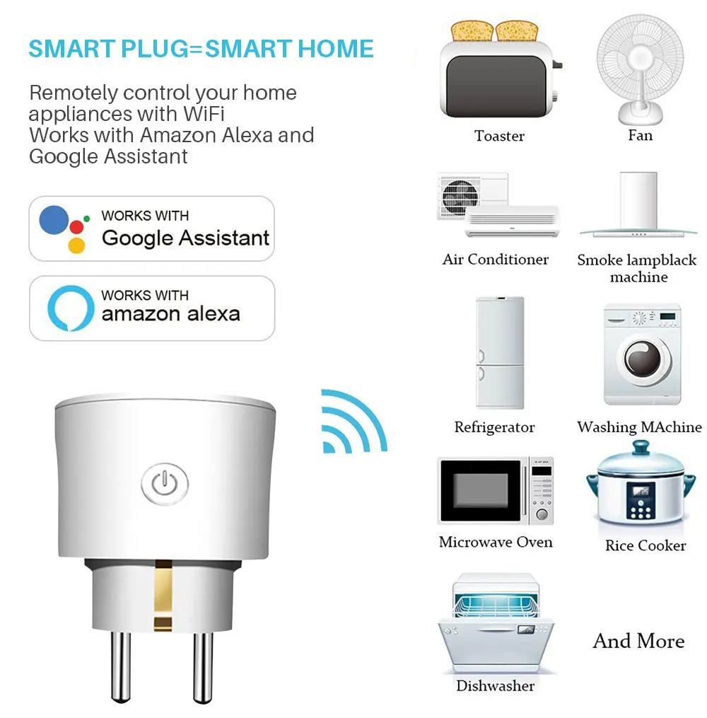 WiFi Smart Plug с энергетическим монитором с умным переключением розетка EU Plug APP дистанционное управление Совместимо с Alexa Google Home
