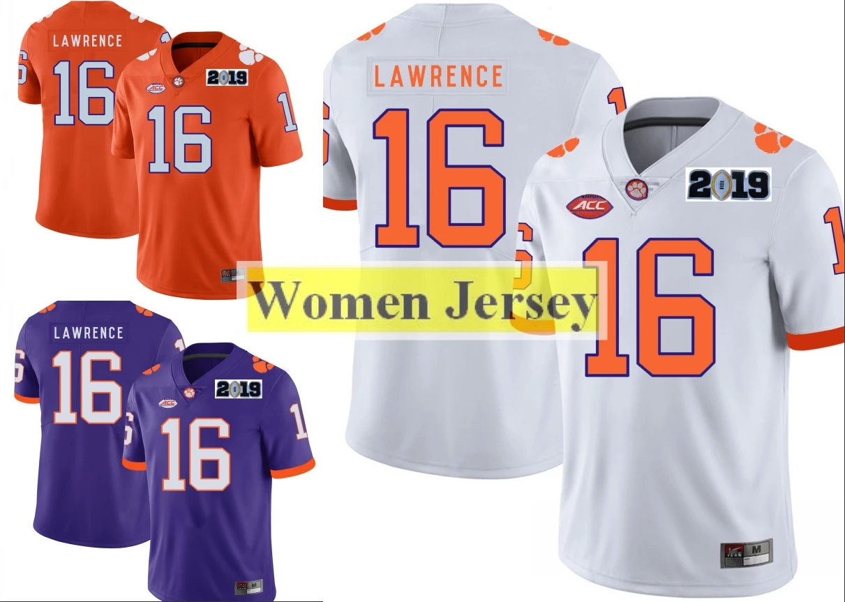 Женский свитер Clemson college 16 Trevor Lawrence, белый, фиолетовый, оранжевый, сшитый, размер S-2XL