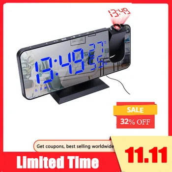 

Projection Alarm Clock for Bedroom,Projector Ceiling Clock with Digtal LED Temperature Humidity Display&Dimmer,Projector