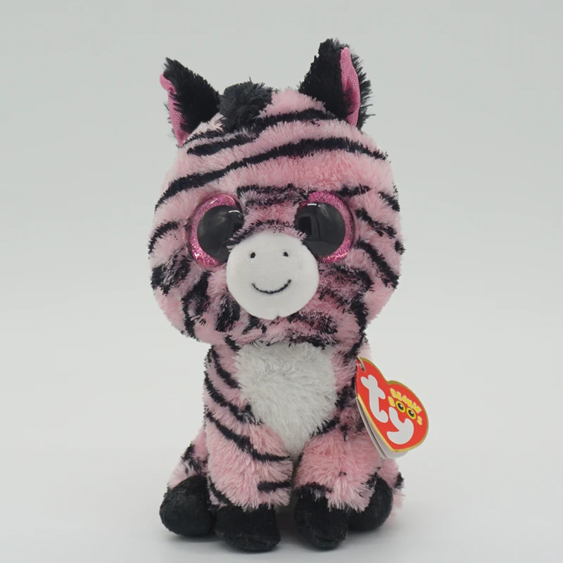 New Ty Beanie Big Eyes 6 Inch 15 CM Pink Striped Zebra Stuffed Plush Cute  Toys Soft Animal Doll Accompany Gifts for Kids - AliExpress