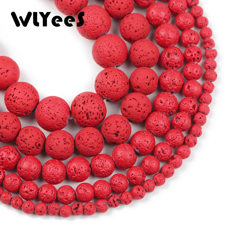 WLYeeS натуральный камень красная вулканическая лава бусины россыпью 4 6 8 10 12 мм