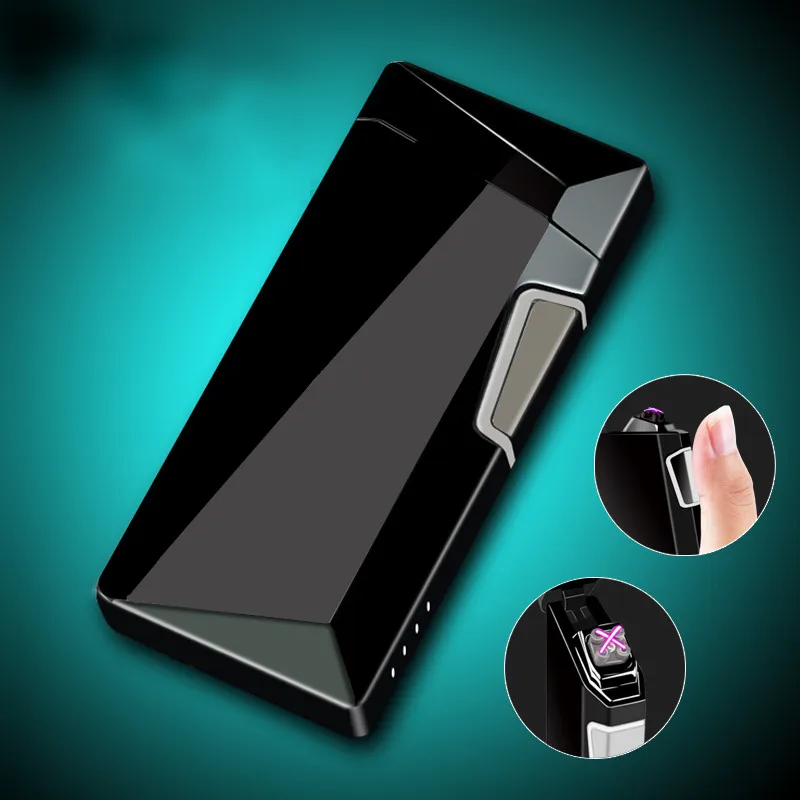 Pаспродажа 2019 цинковый сплав электронная импульсная Usb перезарядка сенсорная электрическая дуговая сигарета дисплей зажигалка